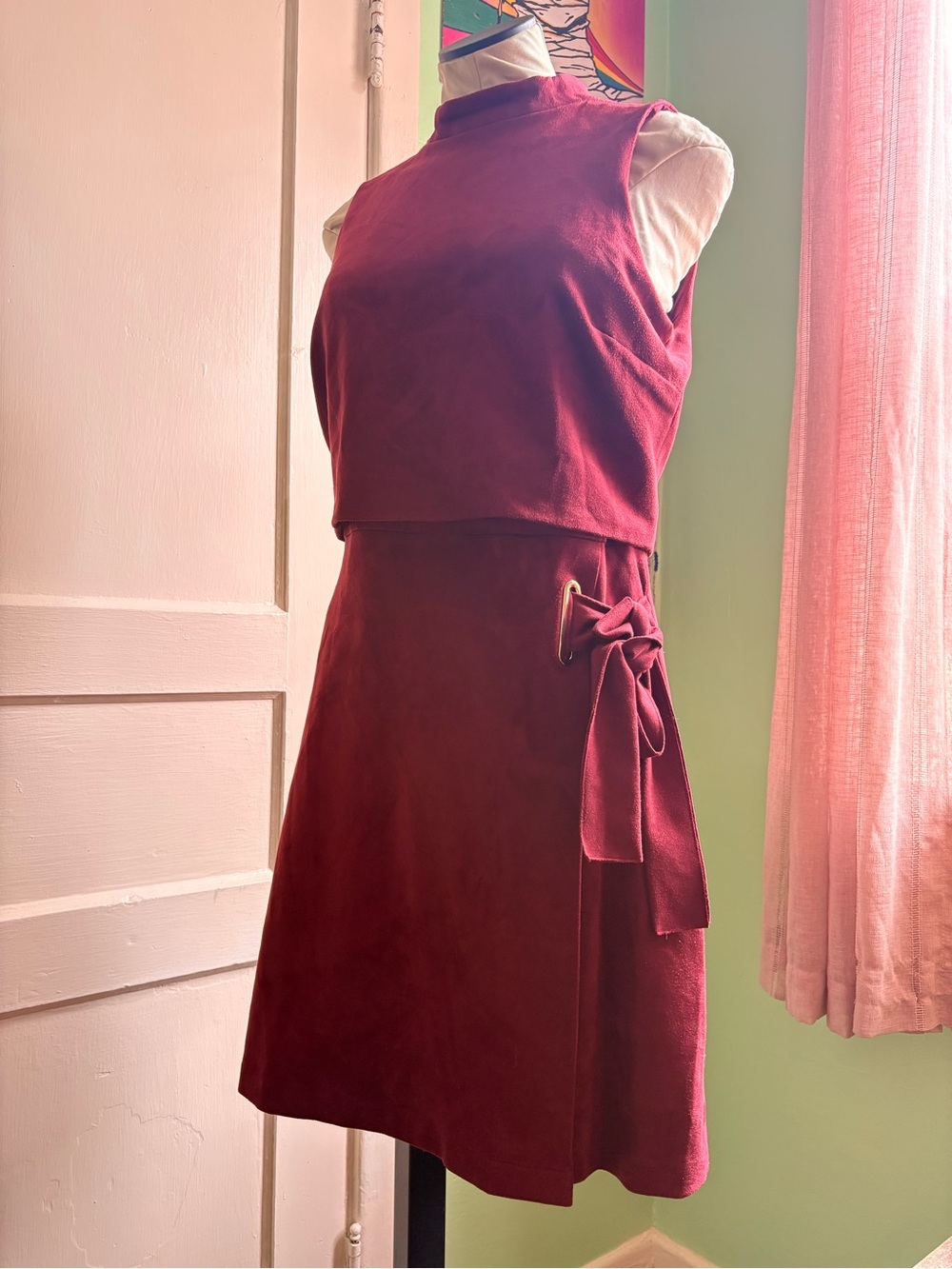 ANTONIO MELANI NWT "VELMA" SUEDE DRESS in CABERNET P2K GRECIA Tide - Picture 2 of 8
